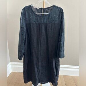 Francesca Bettini Made in Italy Linen Blend Eyelet Dress Black M